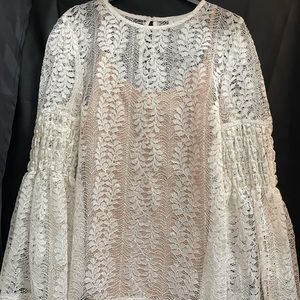 Joseph Ribkoff lace blouse with separate beige tank